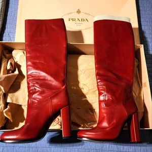 PRADA red boots